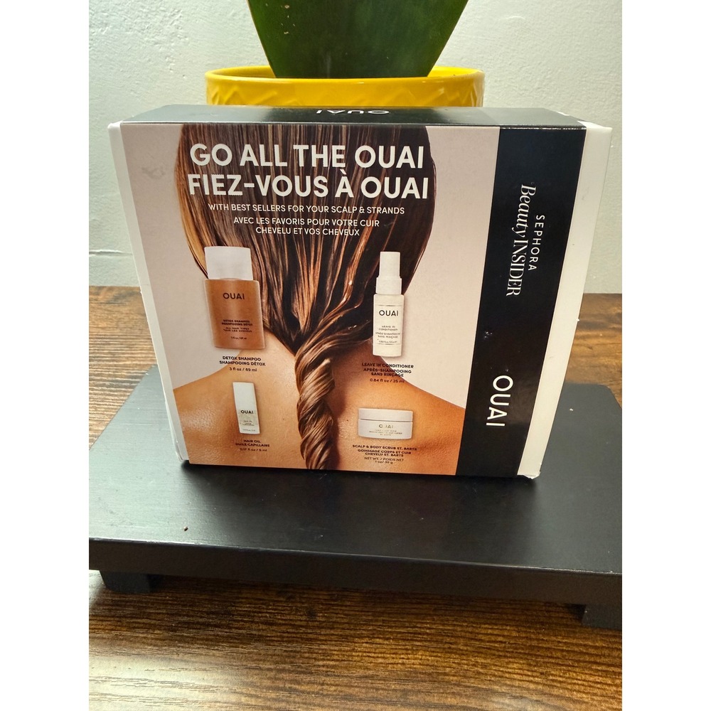 OUAI Go All The Ouai Sephora Beauty Insider Set Detox Shampoo Scrub Oil 4pc NEW